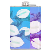 ホワイトピースリリーイラストレーション淡い色のブルーパープル フラスク (裏面)