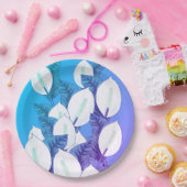 ホワイトピースリリーイラストレーション淡い色のブルーパープル ペーパープレート (パーティー)