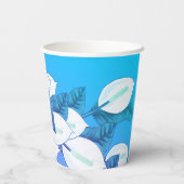 ホワイトピースリリーイラストレーション淡い色のブルーパープル 紙コップ (裏面)