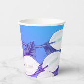 ホワイトピースリリーイラストレーション淡い色のブルーパープル 紙コップ (正面)