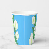 ホワイトピースリリーイラストレーション淡い色のブルー 紙コップ (右)