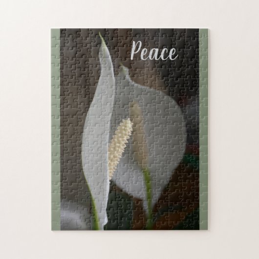 ホワイトピースリリーボタニカルフローラ写真 ジグソーパズル (縦)