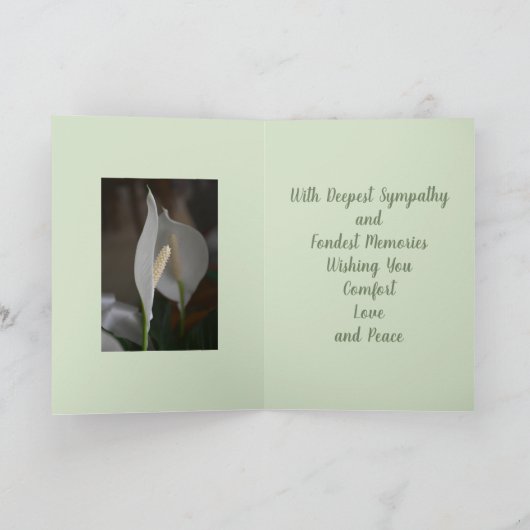 ホワイトピースリリー植物性フローラ悔やみや弔慰 カード (内部)