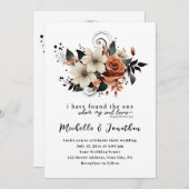 ホワイトピーチグレイフローラバイブリスクリスチャン結婚ズ 招待状 (正面/裏面)