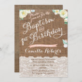 ホワイトピーチバプテスマと誕生日招待状 招待状 (正面/裏面)