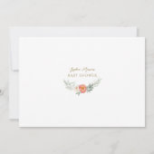 ホワイトピーチフラワーグラシアススペインのベビーシャワー サンキューカード (裏面)