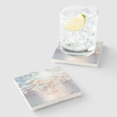 ホワイトピーチフローラストーンコースター ストーンコースター (横)