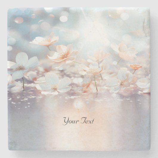 ホワイトピーチフローラストーンコースター ストーンコースター (正面)