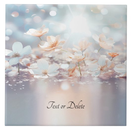 ホワイトピーチフローラセラミックタイル タイル (正面)