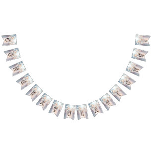 ホワイトピーチフローラルバンティング国旗 バンティングフラッグ