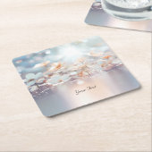 ホワイトピーチフローラ紙コースター スクエアペーパーコースター (アングル)