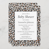 ホワイトピーチブラックヒョウ柄 招待状 (正面/裏面)