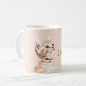 ホワイトピーチ猫 コーヒーマグカップ (正面左)