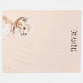 ホワイトピーチ猫 フリースブランケット (正面(横))