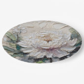 ホワイトピーニーインパストアート ペーパープレート (アングル)