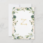 ホワイトピーニーエピファニー結婚ズディナープレート サンキューカード (裏面)