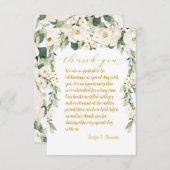 ホワイトピーニーエピファニー結婚ズディナープレート サンキューカード (正面/裏面)