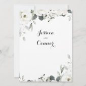 ホワイトピーニーグリーンリー結婚式招待状 招待状 (裏面)