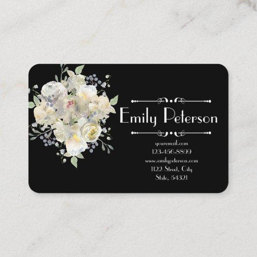 ホワイトピーニーズフローラ水彩ウェディングプランナー 名刺 (裏面)