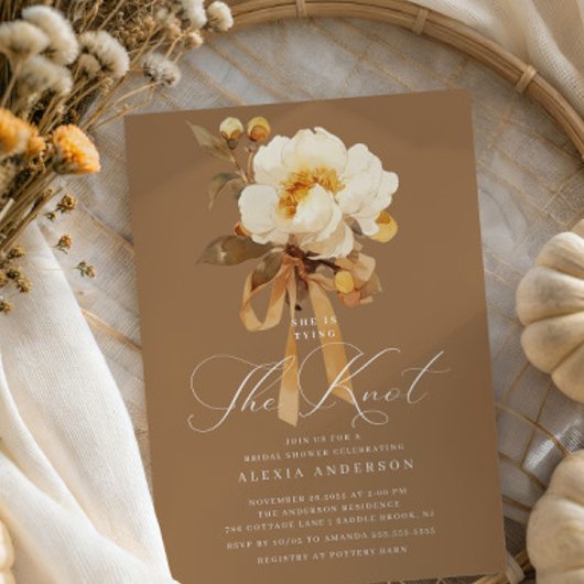 ホワイトピーニータイイングザノットブライダルシャワー 招待状