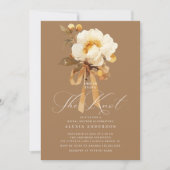 ホワイトピーニータイイングザノットブライダルシャワー 招待状 (正面)