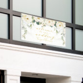 ホワイトピーニーファンシー金ゴールド書道へようこそ 横断幕 (ビルの外側)