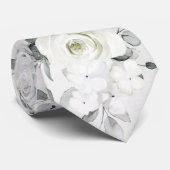 ホワイトピーニーユーカリプトゥスグリーンリー結婚フローラ ネクタイ (ロール)