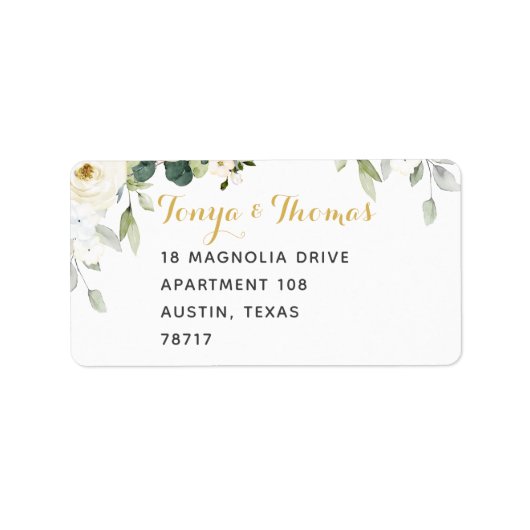 ホワイトピーニー結婚エピファニーの宛名ラベル ラベル (正面)