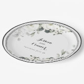 ホワイトピーニー結婚グリーンリーの9インチディナー ペーパープレート (アングル)