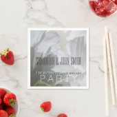 ホワイトピーニー1st結婚アニバーサリー紙ナプキンス1 スタンダードカクテルナプキン (インサイチュ)