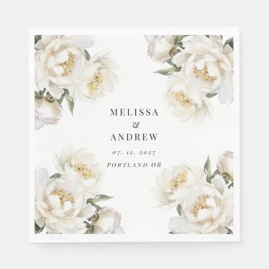 ホワイトピーニー スタンダードランチョンナプキン (正面)