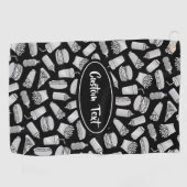 ホワイトファストフードのアイコンのパターン ゴルフタオル (横)