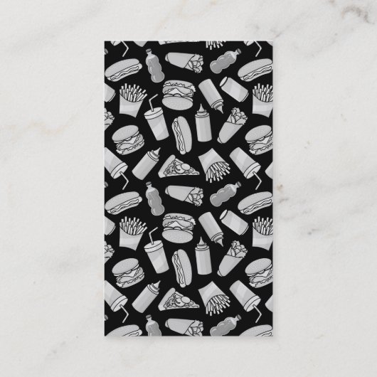 ホワイトファストフードのアイコンのパターン 名刺 (裏面)