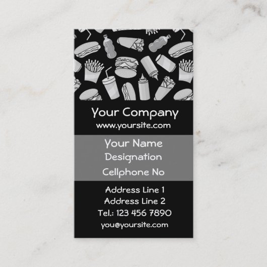 ホワイトファストフードのアイコンのパターン 名刺 (正面)