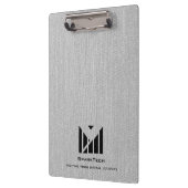 ホワイトファブリックテクスチャーエレガントモノグラムロゴカスタム クリップボード (左)