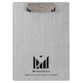 ホワイトファブリックテクスチャーエレガントモノグラムロゴカスタム クリップボード (正面)