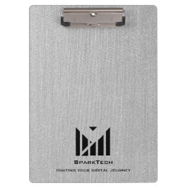 ホワイトファブリックテクスチャーエレガントモノグラムロゴカスタム クリップボード