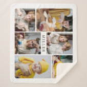 ホワイトファミエレガントリ6フォトコラージュのクリーン シェルパブランケット (正面)