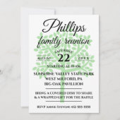 ホワイトファミリー懇親会セージグリーンツリーシルエット 招待状 (正面)