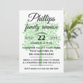 ホワイトファミリー懇親会セージグリーンツリーシルエット 招待状 (スタンド正面)