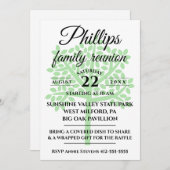 ホワイトファミリー懇親会セージグリーンツリーシルエット 招待状 (正面/裏面)