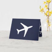 ホワイトファンキー飛行機パイロット飛んでいるグリーティングカード カード (黄色い花)