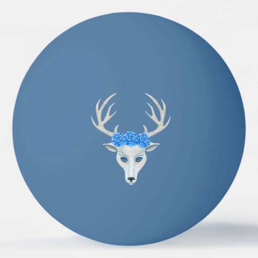 ホワイトファンタジーディアヘッド〔雄ジカの〕枝角バラブルーアイズ  卓球ボール (正面)