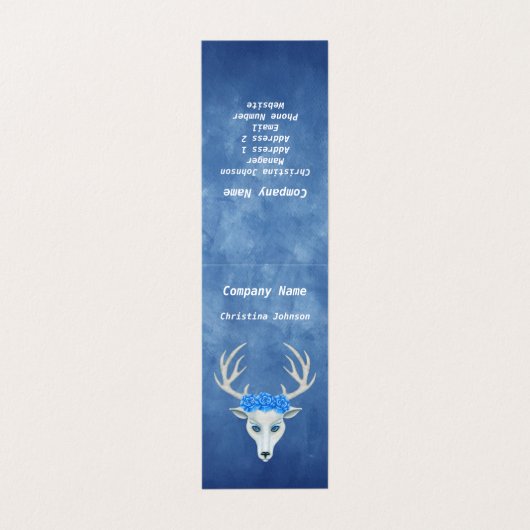 ホワイトファンタジーディアヘッド〔雄ジカの〕枝角ビッグバラブルー 名刺 (外部フラット)