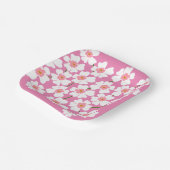 ホワイトファンタジーフラワーラバーパターンピンク結婚ズ ペーパープレート (傾斜あり)