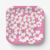 ホワイトファンタジーフラワーラバーパターンピンク結婚ズ ペーパープレート (正面)