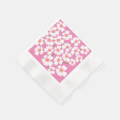 ホワイトファンタジーフラワーラバーパターンピンク結婚ズ 縁ありカクテルナプキン (角)