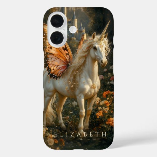 ホワイトファンタジー妖精の馬オレンジバタフライウイング Case-Mate iPhoneケース (裏面)