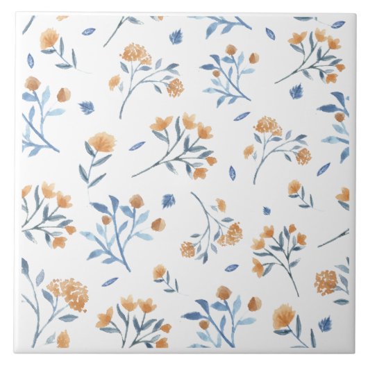 ホワイトファームハウスモダンワイルドフラワーセラミックタイル タイル (正面)