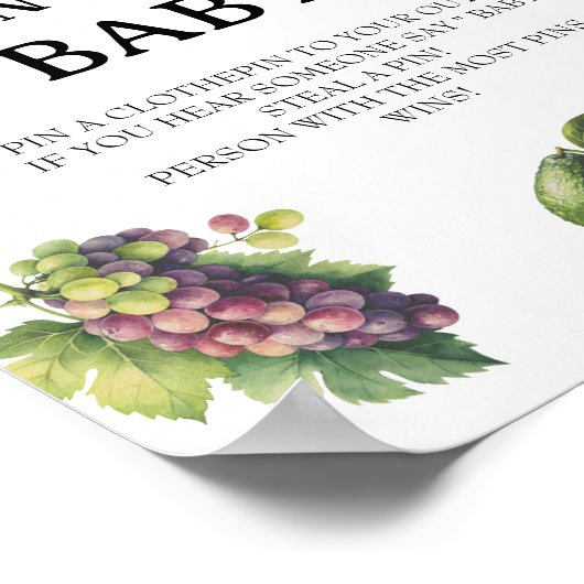 ホワイトファームベイビーシャワー言わないベビーゲーム ポスター (角)